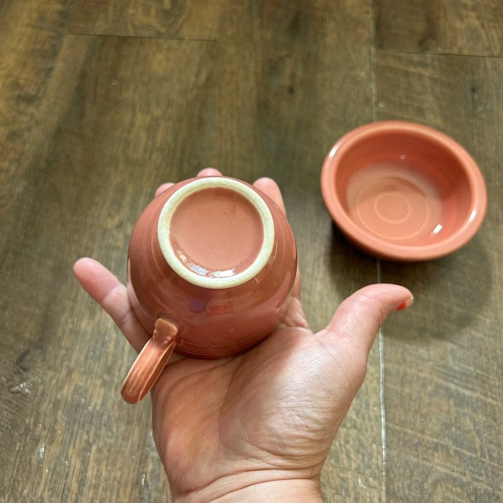 Fiesta Rose Tea Cup and Fruit Bowl Set Pink Ceramic Homer‎ Laughlin USA